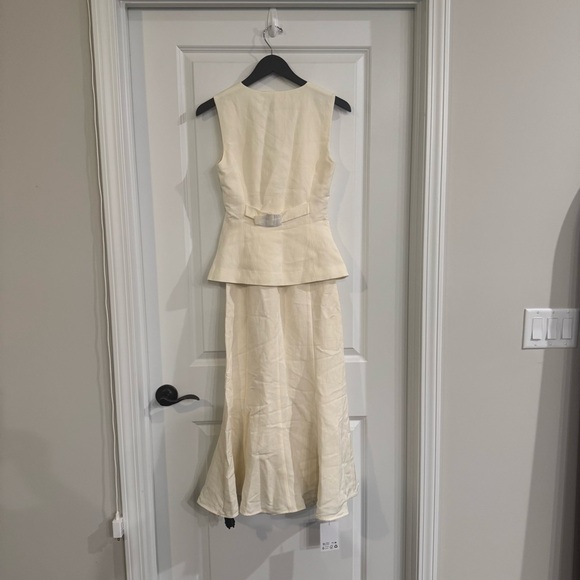 Self Portrait Cream Linen Midi Dress - Picture 14 of 15